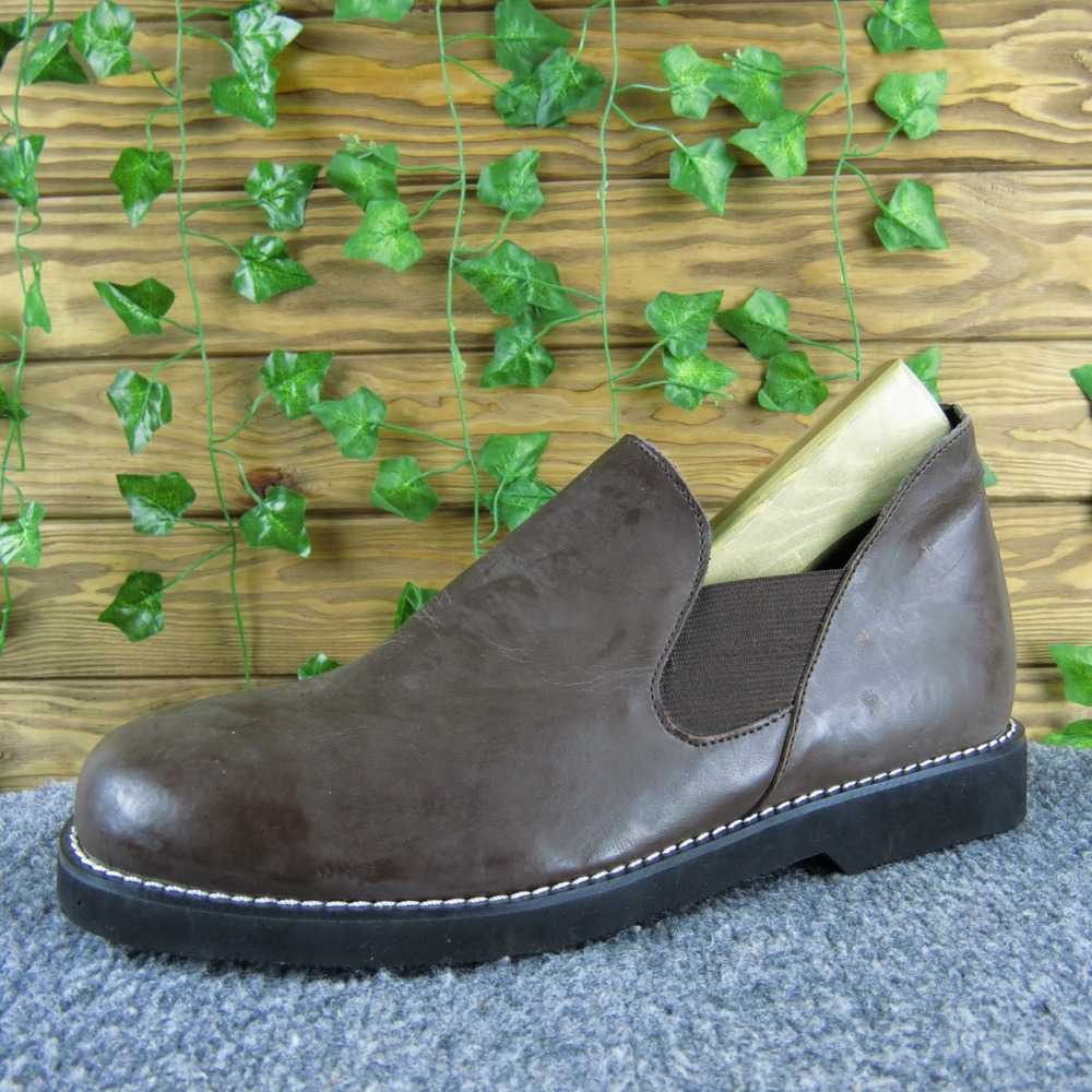 Green Ease Men's 8.5 Brown Leather Booties Slip-On Ankle Boots Comfort Casual